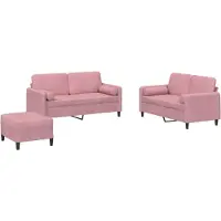 vidaXL 3-tlg. Sofagarnitur mit Kissen Rosa Samt