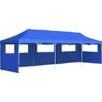 Syfax Faltzelt Partyzelt Pop-Up mit 5 Seitenwänden 3 x 9 m Blau