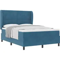 Syfax Boxspringbett mit Matratze Dunkelblau 200 x 140 cm Samt