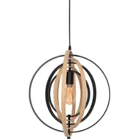 Anne Lighting Pendelleuchte Muoversi 1-flammig Buchenholz/ Schwarz 45x45cm
