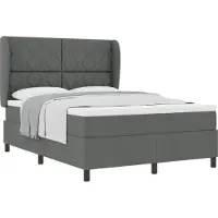 vidaXL Boxspringbett mit Matratze Dunkelgrau 140 x 200 cm Stoff