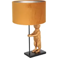 Steinhauer Tischleuchte Animaux 1-flammig Mattschwarz mit goldenen Details und goldenen Schirm 30x30cm