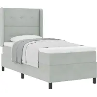 Syfax Boxspringbett mit Matratze Hellgrau 100 x 200 cm Samt