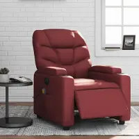 Prolenta Maison Exclusive - Massagesessel Elektrisch Weinrot Kunstleder