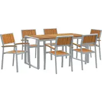 vidaXL Garten Essgruppe 7 Stk. Grau Massivholz Akazie