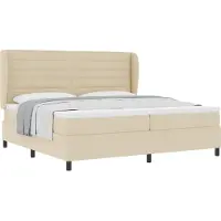Syfax Boxspringbett mit Matratze Creme 200 x 200 cm Stoff