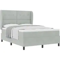 Syfax Boxspringbett mit Kopfteil Hellgrau 190 x 140 cm Samt