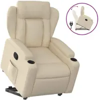 Syfax Relaxsessel mit Aufstehhilfe Creme Stoff