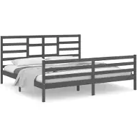 Syfax Massivholzbett Grau 200x200 cm
