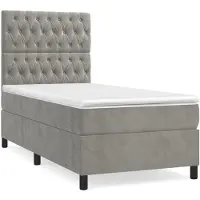 Syfax Boxspringbett mit Matratze Hellgrau 90x190 cm Samt