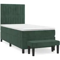 Syfax Boxspringbett mit Matratze Dunkelgrün 90x200 cm Samt