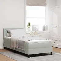 Syfax LED Boxspringbett mit Matratze Hellgrau 90 x 200 cm Samt