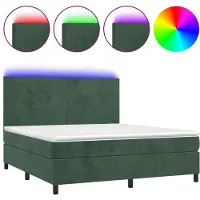 Syfax Boxspringbett mit Matratze & LED Dunkelgrün 180x200 cm Samt