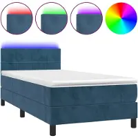 Syfax Boxspringbett mit Matratze & LED Dunkelblau 100x200 cm Samt