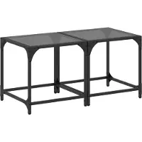 vidaXL Couchtische mit Glasplatte 2 Stk. Schwarz 40x40x40 cm Stahl