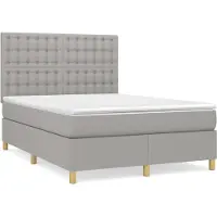 Syfax Boxspringbett mit Matratze Hellgrau 140x190 cm Stoff