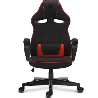 Sense7 Knight Gaming Stuhl aus Stoff Schwarz-Rot - Ergonomischer Bürostuhl Schreibtischstuhl Stoff Computerstuhl Gamer Racing Stuhl 120 kg