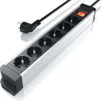 Arendo Steckdosenleiste Mehrfachsteckdose Steckerleiste 3680W, 6-fach
