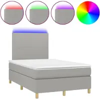 Syfax Boxspringbett mit Matratze & LED Hellgrau 120x190 cm Stoff