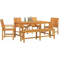 Syfax Garten Essgruppe 6 Stk. Braun Massivholz Akazie