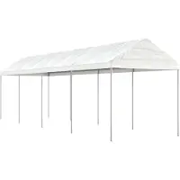 The Living Store Pavillon mit Dach Weiß 8,92x2,28x2,69 m Polyethylen