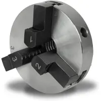 Eberth Dreibackenfutter mit 80 mm Durchmesser, 3" 3-Backenfutter Selbstzentrierend, Anschluss-Gewinde 1" -8 TPI, Inkl. Spannwerkzeug