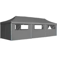 Syfax Faltzelt Partyzelt Pop-Up mit 8 Seitenwänden 870x291x315 cm Anthrazit