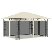 Syfax Pavillon mit Moskitonetz 4x3x2,73 m Creme 180 g/m²
