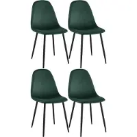 CLP 4er Set Esszimmerstühle Napier gepolstert bis 150 kg belastbar grün Material Samt