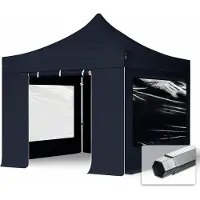 TOOLPORT 3x3m Aluminium Faltpavillon, inkl. 4 Seitenteile, schwarz
