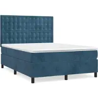 Syfax Boxspringbett mit Matratze Dunkelblau 140x200 cm Samt