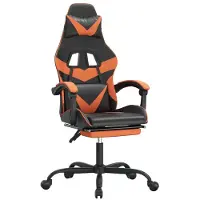 Syfax Gaming-Stuhl mit Fußstütze Drehbar Schwarz & Orange Kunstleder