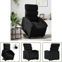 The Living Store Relaxsessel mit Aufstehhilfe Schwarz Kunstleder