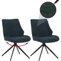 Mendler 2er-Set Esszimmerstuhl MCW-O48, Küchenstuhl, drehbar Auto-Return, Stoff/Textil Chenille (320g/m²) petrol-grün