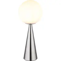 Globo Tischlampe Pinpal Nickel mit weißem konvexem Glas