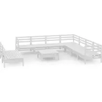 vidaXL 10-tlg. Garten-Lounge-Set Massivholz Kiefer Weiß