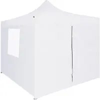 vidaXL “2026 Moderne“Profi-Partyzelt Faltbar mit 4 Seitenwänden 3×3m Stahl Weiß - Pavillons & Partyzelte - Designermöbel 3619851
