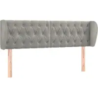 Syfax Kopfteil mit Ohren Hellgrau 147x23x78/88 cm Samt