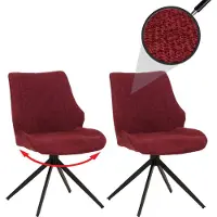 Mendler 2er-Set Esszimmerstuhl HWC-O48, Küchenstuhl, drehbar Auto-Return, Stoff/Textil Chenille (320g/m²) bordeaux