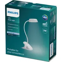 Philips Funktional Donutclip Schreibtischleuchte, Weiß, Metall, Schlafzimmer, Wohnzimmer, Büro, Modern, IP20, III
