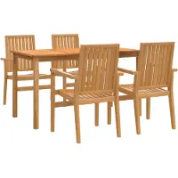 vidaXL 5-tlg. Garten-Essgruppe Massivholz Teak