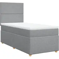 Syfax Boxspringbett mit Matratze Hellgrau 90x200 cm Stoff