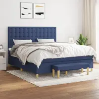 vidaXL Boxspringbett mit Matratze Blau 160x200 cm Stoff , Klassische Betten Design 2024