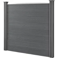 Neu.holz WPC Gartenzaun Grau mit Pfosten Sichtschutz Windschutz Lamellenzaun Zaun 165x162cm []
