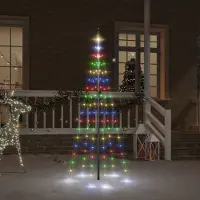Prolenta Maison Exclusive - LED-Weihnachtsbaum für Fahnenmast Mehrfarbig 108 LEDs 180 cm