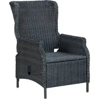 vidaXL "im Angebot" Campingstuhl, Verstellbarer Gartensessel, mit Auflagen Poly Rattan Dunkelgrau - Stapelsessel CC5874