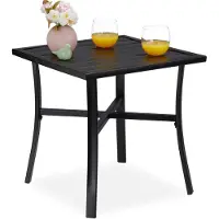 Relaxdays Gartentisch quadratisch für Garten, Outdoortisch Balkon & Terrasse, 4 Personen, Stahl, BxT: 46x46 cm, schwarz