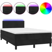 Syfax Boxspringbett mit Matratze & LED Schwarz 120x200 cm Samt