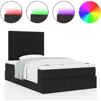 Syfax Ottoman-Bett mit Matratze & LEDs Schwarz 120x190 cm Stoff