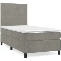 Syfax Boxspringbett mit Matratze Hellgrau 80x200 cm Samt